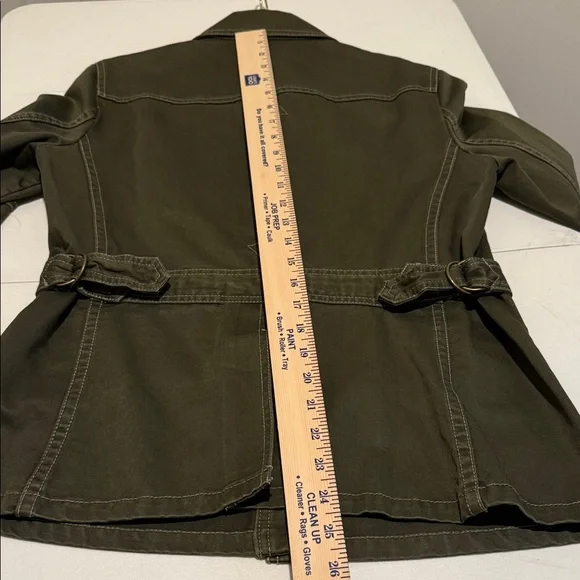 Women Utility Field Safari Cotton Olive Cinched Waist military Jacket Med - Picture 14 of 16